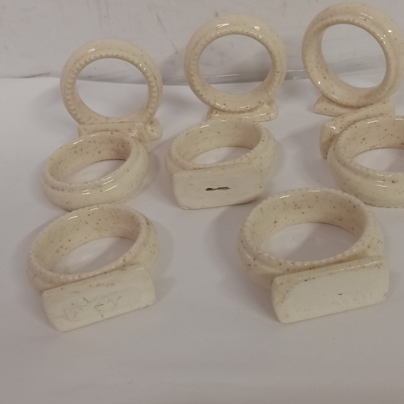 8 Whole Wheat Napkin Rings Porcelain 2" Mikasa Style - Picture 4 of 6